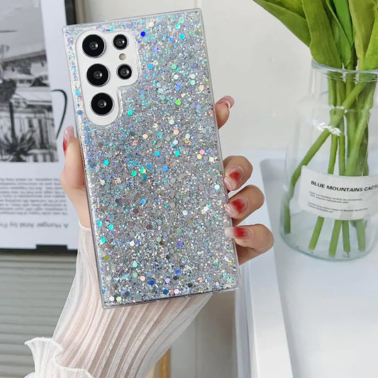 MUYEFW Case for Samsung Galaxy A52 5G Case Glitter Bling for Women Girls Sparkle Cover Cute Protective Phone Cases (Silver)