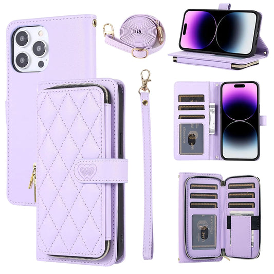 Furiet Wallet Case for iPhone 14 Plus 6.7 inch with Wrist Strap Shoulder Strap 9+ Card Slots Leather Stand Cell Phone Cover for i-Phone 14+ iPhone14Plus 5G i i14 + iPhone14 14Plus Women Purple